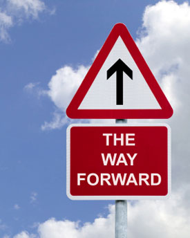 Road sign saying the way forward